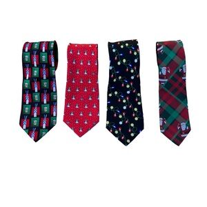 Holiday Tie Bundle Hallmark & Round Tree & Yorke Silk Snowman Christmas Santa